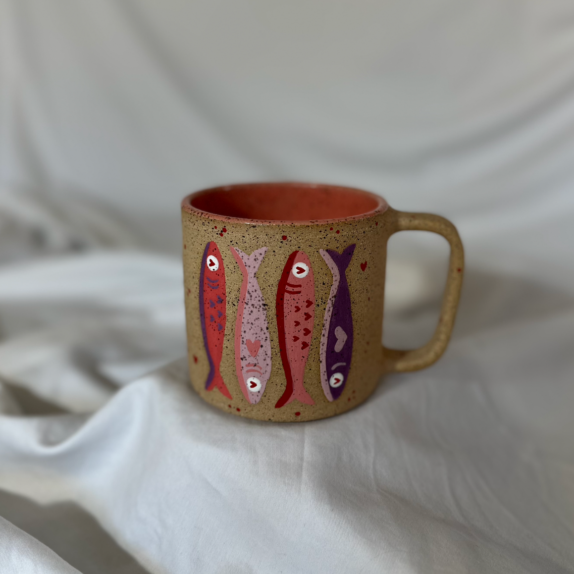For the Love of Sardines Mug Pink