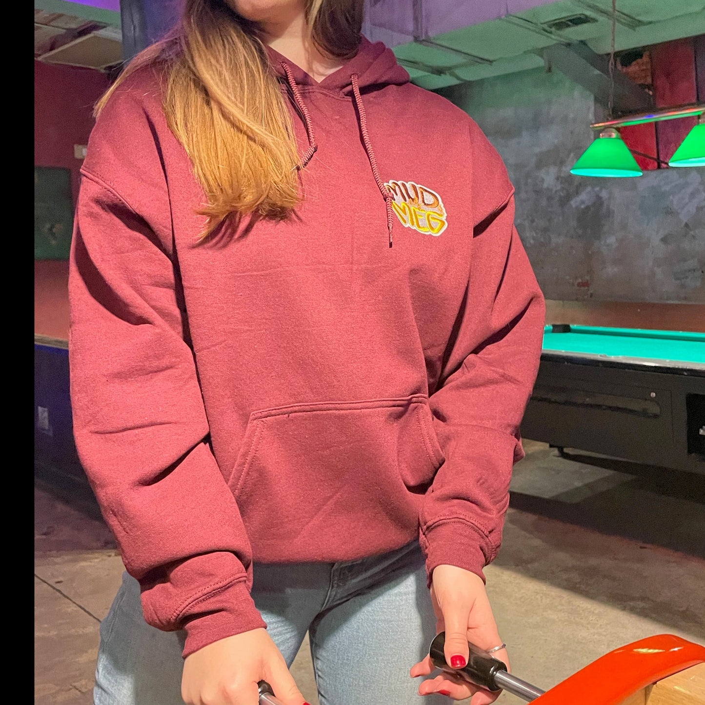 z Pull Over Hoodie - Embroidered - Maroon - XL