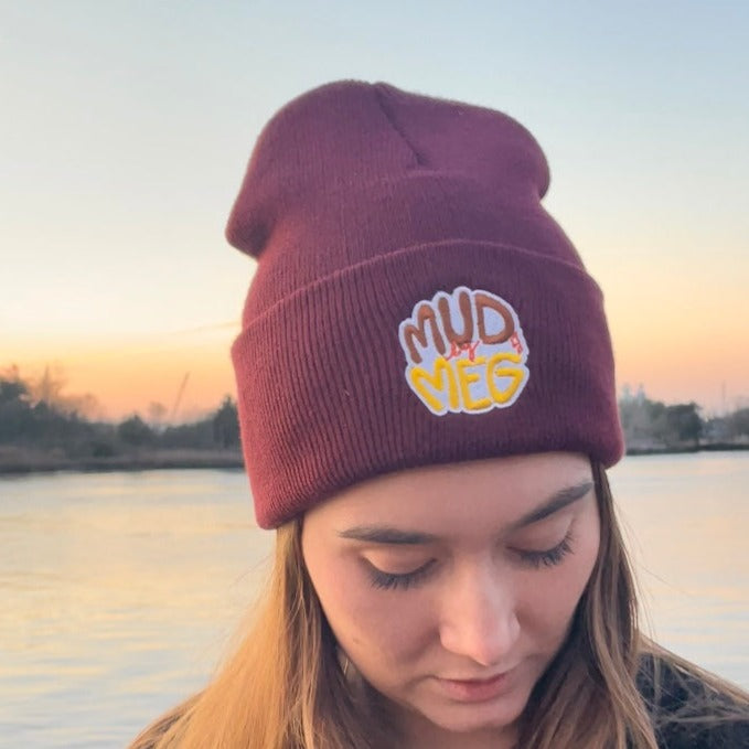 z Mud by Meg Beanie - Embroidered - Maroon