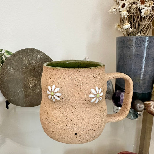 Boobie Mug- Green Daisies